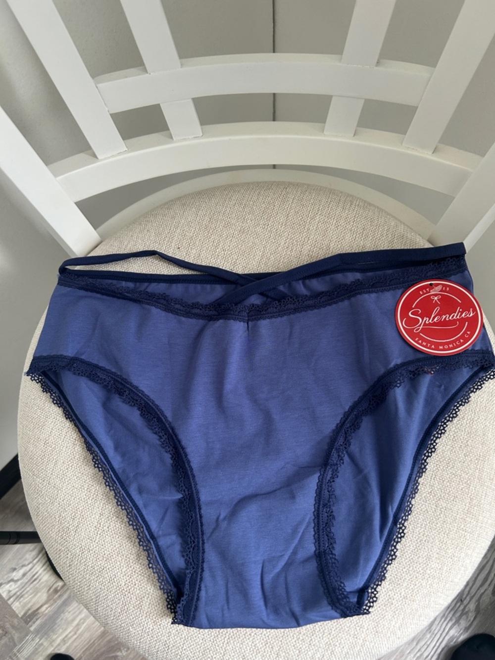 Splendies Women’s Indigo Lace-Trim Bikini Panty
